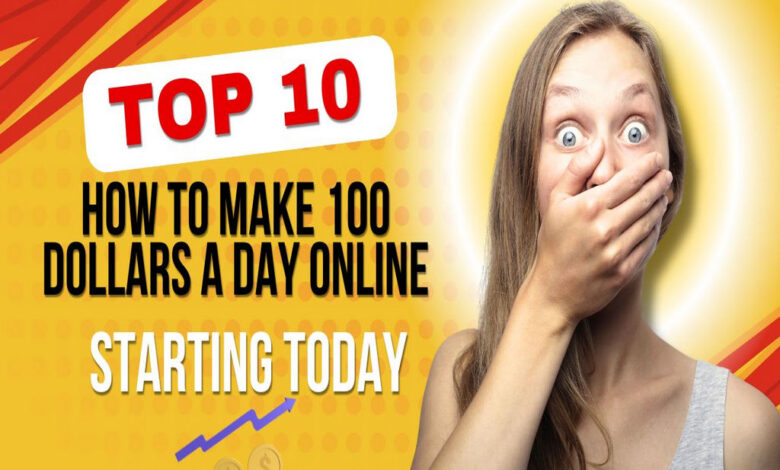 how to make 100 dollars a day online Freelancer working on a laptop for online income Selling handmade crafts on Etsy for extra cash Affiliate marketer promoting products through a blog Dropshipping entrepreneur managing an online store Teacher conducting virtual classes for steady income User testing apps and earning money from reviews Blogger monetizing content with ads and affiliate links Digital creator selling e-books and templates online